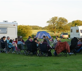 Welcome drink as everyone has arrived for a week based at Dunstan Hill