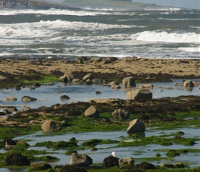 Beach and Dunstanburgh Castle from the off road section of Sustrans route 1