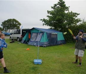 Bill and Phil warm up for the Rounders Game