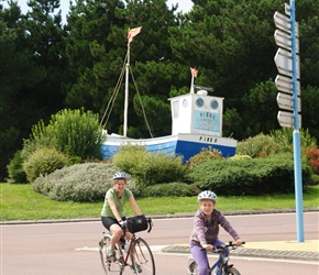 Sarah and Louise leave Pirou Plage