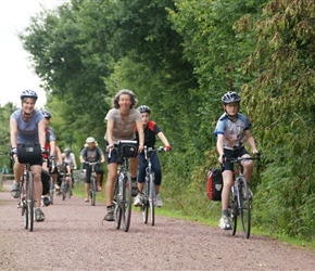 Sarah, Jo and James on the greenway heading south to Lessay