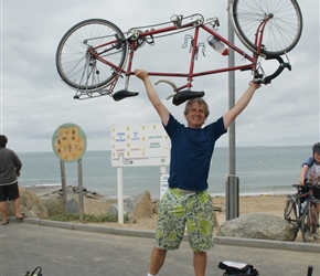 Neil holds the Longstaff kiddiback aloft