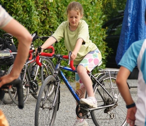 Louise sizes up a solo bike