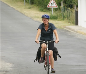 Emma at the bottom of the hill having descended into Mortagne