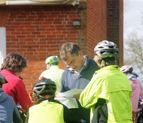 James checks the route sheet for today