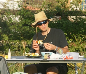 Geoff prepares for the BBQ