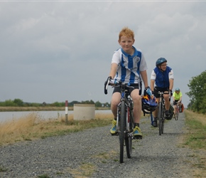 Oliver along the tow path on the Elbe parallel canal