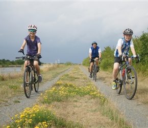 Milo, Nigel and Oliver along the tow path on the Elbe parallel canal