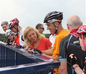 Gilly and Will on the lock gate at the Elbe parallel canal