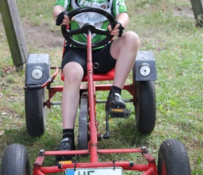 Anna tries out the go cart