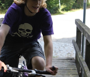 Gordon crosses the bridge at the Otter Centre