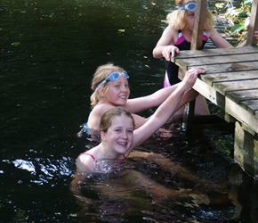 Louise , Erica and Freya in the pool. Well we say a pool more a hole in the ground but it worked