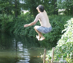 Neil takes a dip into the pool