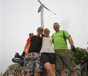 Dave, Emma and Sam under the windmill