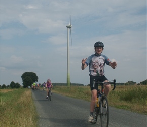 James passes windmill at Banzau