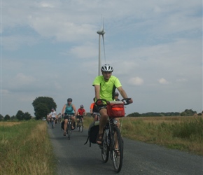 Jonathan passes windmill at Banzau