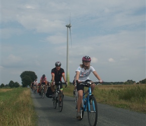 Erica passes windmill at Banzau