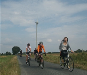 Zoe passes windmill at Banzau