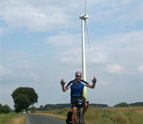 Robin passes windmill at Banzau