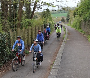 Christian, Kate and Ashley through Midford Station