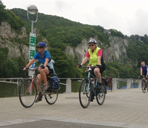 Emma and o on the river path to Namur