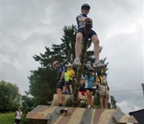 James on the turret of the panzer tank