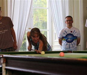 Sarah playing snooker