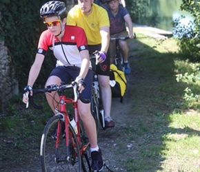 Ben on River rail in Cognac. This route avoided a lot of the traffic and ran into the centre