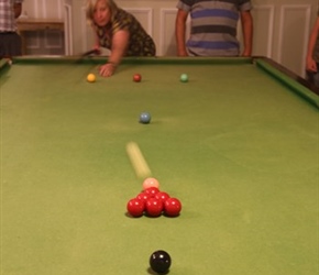 Jo playing snooker