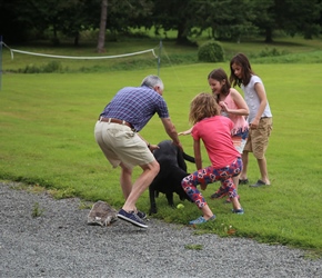 Douglas tackles Guiness who was Quentins lively labrador