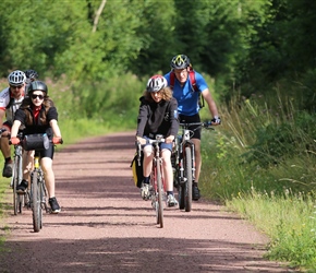 Anne-Lise and Catherine on cycle path to Coutances