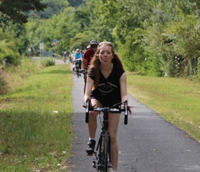 Abbie on bike path near Latresne