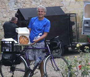 Neil and tarts at Chateau Sentout