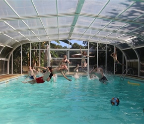 Teens in the pool at Chateau Sentout