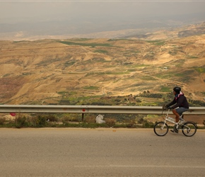 Yvette heads along the escarpment close to Mount Nebo