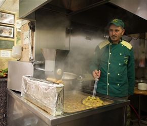 Falafel cooking at Hasham restaurant