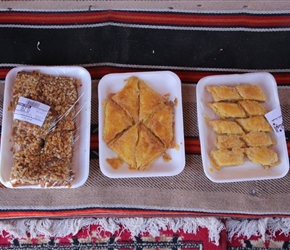 Baclava bought and consumed at the coffee stop. Widely available and good value at about £1 a tray