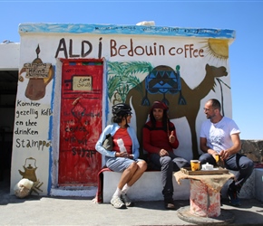 Yvetteand Mahmoud chat to the barista/owner. Looking a bit like Jack Sparrow, I was assured that we'd see more dressed like this closer to Petra