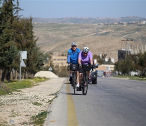 Laurinda and Simon at the top of the first long climb