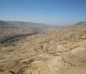 Wadi Mujib. We were to descend then climb out of this huge Wadi with a dam at the bottom, completed in 2004 after 6 years construction