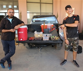 Mahmood and Ahmed guard the snacks