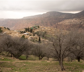 Taking a walk to the village water supply gave a good view of Dana and the terraced fields around it