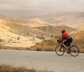 Carel on the descent to Shawbak Castle