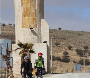 These columns either side of the Kings Highway marked the top of the climb. Martyn and Dianne arrives