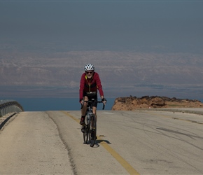 Tim reaches the top of the first part of the long climb