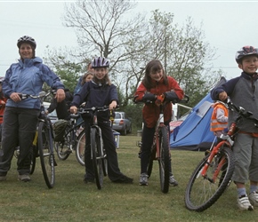 Anne, Ariane, Becky and Edward ready to leave the campsite