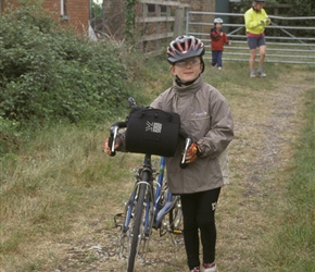 James holding our Longstaff kidtiback on the Langport Cycleway