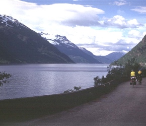 Colin and Linda along the edge of Sogfjorden