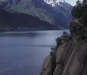 Look closely there's  cyclist 2/3 of the way up that wall of rock