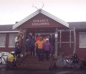 On a cold day, we took refuge in a doorway in Dyranut